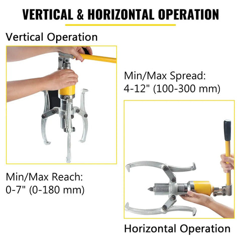 Heavy Duty Hydraulic Wheel Bearing Puller Kit 10 Ton Separator Tool 2 Jaw Or 3 Jaw Hub Remover, vertical and horizontal use