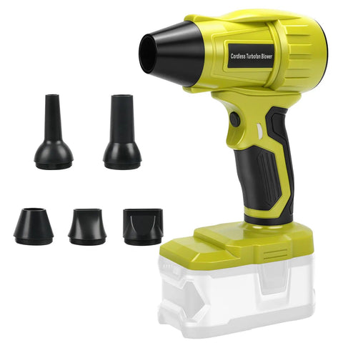 Cordless Leaf Blower For Ryobi 18V ONE Plus Batteries, 350W Brushless Power, Five Nozzles