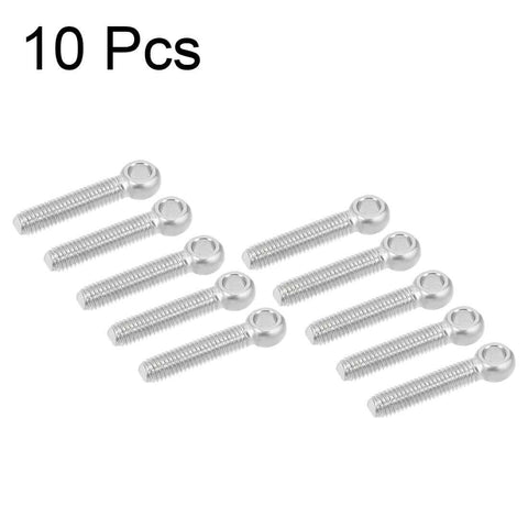 10-pack M5 x 25mm 304 Stainless Steel Eye Bolt for Rigging and Lifting, machine shoulder eye bolt with 8mm eye diameter and 29mm length.