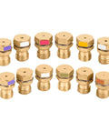 LP Gas Conversion Kit For Gas Ranges And Stovetops, Propane Orifice Set, 12 brass parts with color-coded markings
