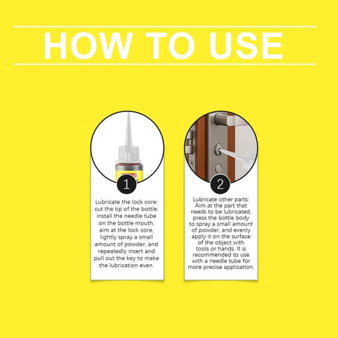 How to use guide for Lock Cylinder Lubricant Powder for Dry Key Operation and Jam Prevention, Powder Key Lubricant for Locks