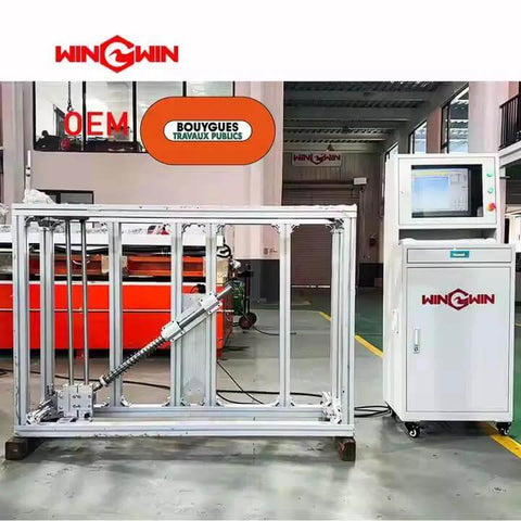 Front view of A-11215 mechanical shift valve waterjet pump system on an aluminum frame with a WingWin control cabinet.