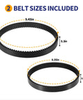 Replacement Belt Set For ProHeat 2X Revolution Pet Pro Carpet Cleaner Fits 1986 1548 1551 2007 1964 2007P Replaces 1611129 1611130 Includes Brush And Gear Belts Two Pack Easy Install showing two belts with dimensions.