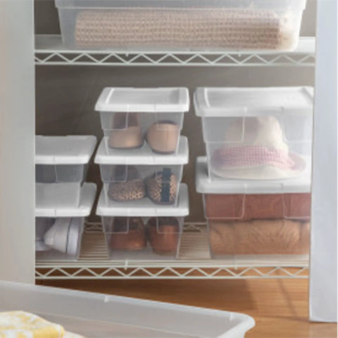 Hella Convenient 6 Qt Clear Stackable Storage Containers With Snap Close White Lids Bpa Free Plastic Bins For Home And Classroom Organization 60 Pack Crushes Mess Instantly