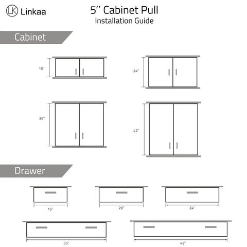 Installation guide for 5 Inch Gold Cabinet Pulls With Black Plating Solid Brass Drawer Handles For Kitchen Cupboard Bedroom And Bathroom 128mm Wide Durable Rust Resistant Hardware Upgrade Your Kitchen Style showing cabinet and drawer dimensions