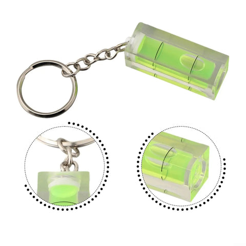 Green for bullseye Square for spirit Level Bubble Inclinometer for PTZ on keychain, compact acrylic design for portability.