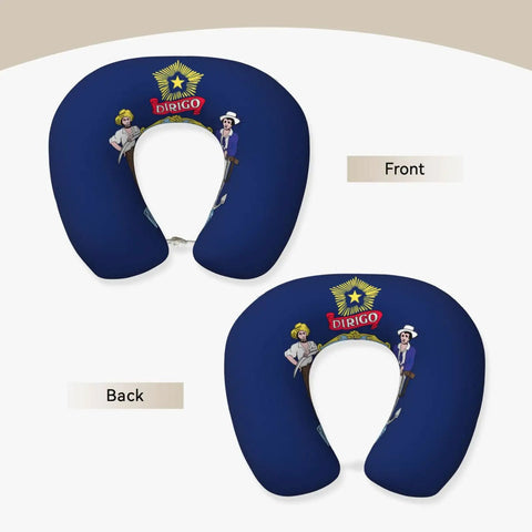 Maine State Flag Print U Shaped Travel Pillow With Memory Foam Core For Neck Support Soft Polyester Cover Front and Back View