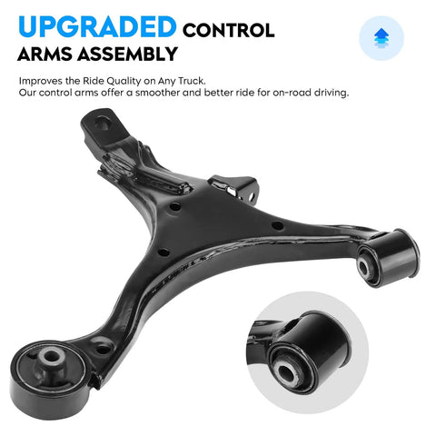 Honda CRV Front Lower Control Arm Kit With Ball Joints And Sway Bar End Links For 2002 To 2006 6 Piece Suspension Set K640399 K640400 K80223 K90454 K90455 Left And Right black steel control arm with bushings
