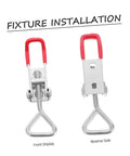 Heavy Duty Adjustable Toggle Latch Clamp Galvanized Hasp for Doors Cabinets Boxes and Chests Secure Locking Kit 4 Pack zinc plated front and reverse view