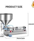 Semi Automatic Paste Bottle Filling Machine Single Head Stainless Steel Liquid Pump Adjustable Throttle Valve No Hassle Setup For Quick Small Batch Production size dimensions with stainless steel funnel and base.