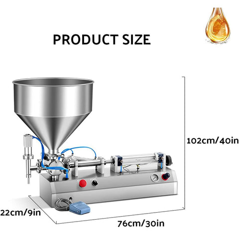 Semi Automatic Paste Bottle Filling Machine Single Head Stainless Steel Liquid Pump Adjustable Throttle Valve No Hassle Setup For Quick Small Batch Production size dimensions with stainless steel funnel and base.