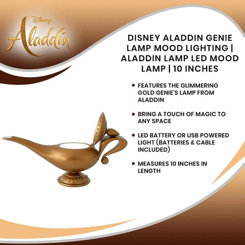 Aladdin Genie Lamp LED Mood Light 10 Inch Blue And White Mood Lighting Figure Collectible Genie Lamp Decor Epic Glow Night Light For Fans And Collectors