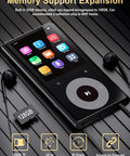 64GB MP3 Player With 2.4 Inch Screen And Built In Speaker Bluetooth Hi Fi Sound Expandable To 192GB with memory card shown