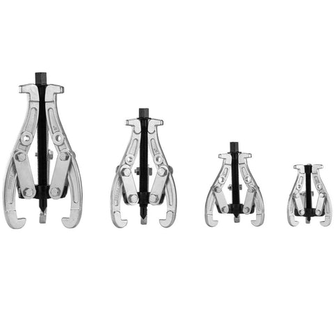 4 Piece Gear Puller Kit With 3 4 6 8 Inch Spreads, 2 Or 3 Reversible Jaws for horizontal and vertical pulling of gears, pulleys and bearings