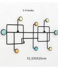 Heavy-Duty Wrought Iron Shell Wall Hooks, Double Robe And Coat Rack For Closets Bathrooms And Entryways, Game-Saving Space Organizer For Hats Jackets Bags And Towels With Slick Nordic Style, black with colorful round ends