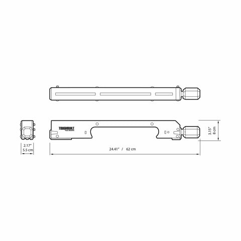 Diagram of Universal Tool Mount System For Garage, Shop, Or Jobsite With Heavy-Duty Wall And Surface Mounting, dimensions shown.