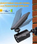 Outdoor Solar Motion Spotlight Black Aluminum Floodlight With 9W 110W Equivalent 1400 Lumens Motion Sensor mounted on a wall