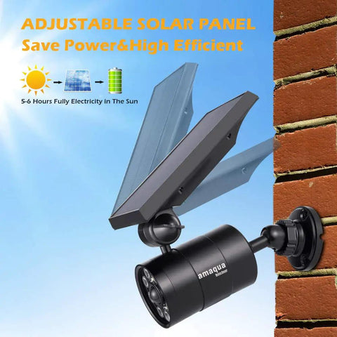 Outdoor Solar Motion Spotlight Black Aluminum Floodlight With 9W 110W Equivalent 1400 Lumens Motion Sensor mounted on a wall