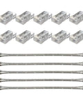 8mm COB LED Strip Connector Kit With 2 Pin Extension For High Density COB Lights Transparent Gapless Splicer PCB Board To Board Jumper And 20AWG Extension Wires For Seamless Dual Strip Link