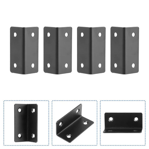 Stainless Steel Corner Braces Set Of 4 Black L Shaped Right Angle Brackets With Screw Holes For Securing Shelves Furniture