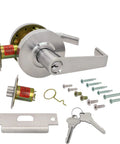 Grade 2 Heavy Duty Cylindrical Lever Lockset ADA UL Listed Satin Chrome US26D with keys and installation parts