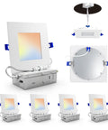 Adetu 4 inch Square Led Recessed Lighting, Ultra Thin Ceiling Light, 4 Pack with adjustable design and various angles.