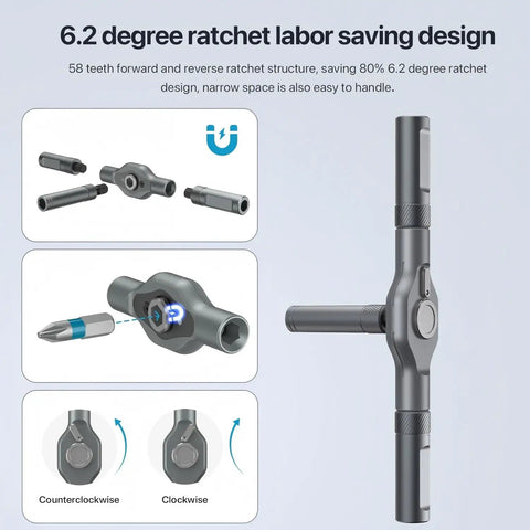 6.2 degree ratchet design from 24 In 1 Magnetic Screwdriver Set For DIY Pros And Weekend Warriors Mini Ratchet Tool Kit