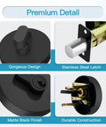 Single Cylinder Deadbolt Lock With Key For Front Door Entry Built Tough For Exterior Use, Heavy Duty High Security Matte Black Finish detail view with stainless steel latch and interior components.