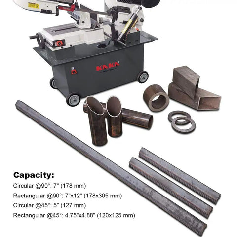 Heavy Duty Metal Band Saw For Pros With 7 By 12 Inch Capacity, 1.5HP Dual Voltage 115V 230V Four Speed Hydraulic Feed