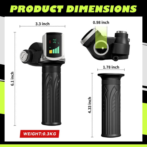 48V Ebike Half Twist Throttle With LED Display And Key Lock, Plug And Play Universal Replacement For Ridstar Q20 Series And Most 48V E Bikes, Scooters, And Motorcycles