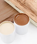 4 Oz Champagne Mist Touch Up Paint Kit For Faux Wood Beams And Trim Includes Custom Color Matching Tints in white and brown paint containers.