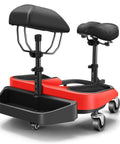 All Day Comfort Heavy Duty Rolling Knee Creeper With Seat And Chest Support, 300 Lbs Capacity, Aluminum Frame, Swivel Casters, Tool Tray