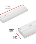 12 Inch Hardwired Under Cabinet Lights With On/Off Switch, 2700K Warm White LED Lighting, Durable Steel Build dimensions diagram