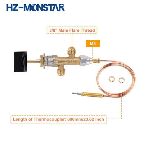 Low Pressure LPG Propane Gas Fire Pit Flame Failure Safety Control Valve Kit With Igniter Assembly and thermocouple