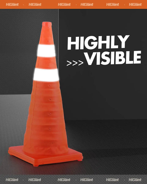 4 Pack Collapsible Traffic Safety Cones 28 Inch Orange Pop Up With Reflective Collar For Road Driving Practice And Parking Lot Use Quick Setup High Visibility Durable Foldable Safety Markers