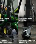 Adjustable Gantry Crane Frame For Lifting Up To 2 Ton Portable Shop Hoist With Locking Wheels Height Adjustable To 12 Feet Durable Steel Construction 4000 Lb Capacity Frame Only, highlighting locking pins, adjustable height, and caster wheels.