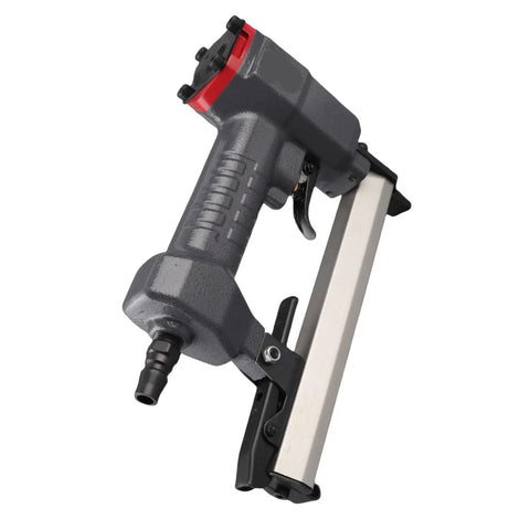 Compact Pneumatic Brad Nailer With 100 Nail Capacity And Dry Fire Guard lightweight aluminum frame for trim and flooring tasks.