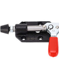 Push Pull Toggle Clamp Cast Iron Adjustable DIY Woodworking Clamp With Plastic Handle For Welding Installation Quick Fixed Hand Tool A Heavy Duty Workhorse For Secure And Precise Clamping showing red handle and mounting holes.