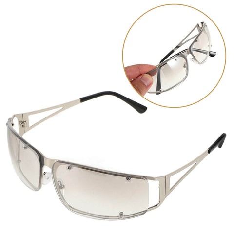 Dope Metal Frame Retro Sunglasses For Women With Hollow Design, UV400 protection, featuring lightweight silver metal frame
