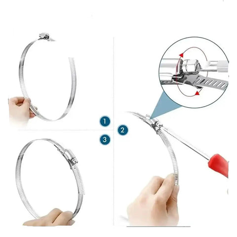 Heavy Duty 304 Stainless Steel Worm Gear Hose Clamp Strap Kit That Locks Down Tight For Any Ducting Or Pipe Job Without Slipping Or Stretching Ever, 34.5 ft strap