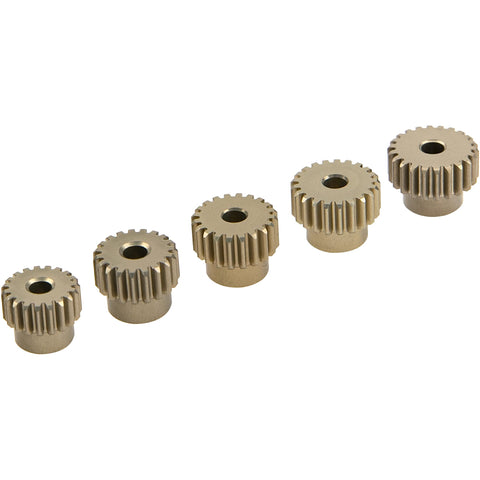 7075 Aluminum 48P Pinion Gear Set 18T 19T 20T 21T 22T for 3.175mm Shaft Fits 1/8 Inch RC Cars Motors Compatible With HPI Losi Axial Traxxas Tamiya 1/10 Scale Five Pack
