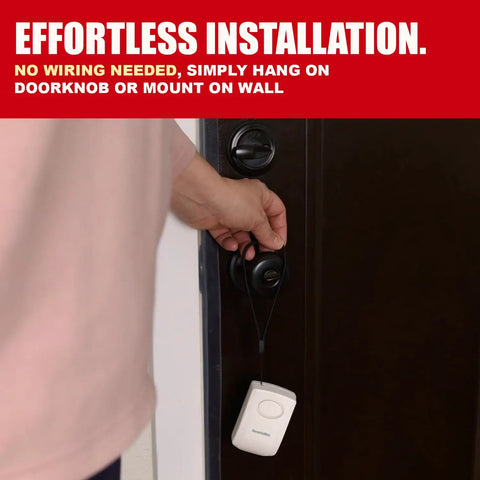 Two Pack Door Handle Alarm With 130dB Vibration Trigger, Super Loud Home Security Alarm For Doors, Keeps Nosy Intruders At Bay And Kids Safe, Great For Toddlers, Elderly, Hotels, Travel, And Bedrooms, Easy Setup hanging on doorknob