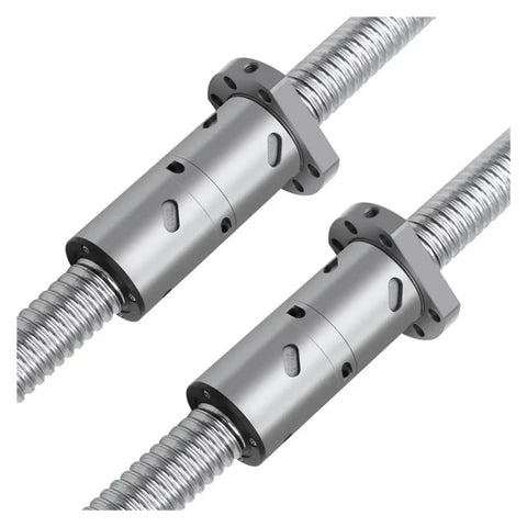 High Performance Double Nut C5 Machined Ball Screw Kit With Cold Rolled RM2505 Precision Ballscrew 2500 Mm Range And DFU2505 Nut close-up view.