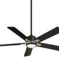 Stout 54 Inch Ceiling Fan With LED Light And Remote Control Coal And Brushed Nickel Finish Sleek Modern Vibe, five blades view.
