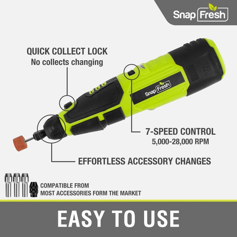 12V Cordless Rotary Tool Kit With Flex Shaft And 7 Variable Speeds, Over 80 Accessories And Fast Charger, Sturdy Case, Handy Engraving Capability