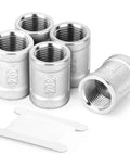Five Piece 304 Stainless Steel Cast Pipe Fittings Coupling Set 1 Inch By 1 Inch NPT Female Threaded High Pressure Up To 300 PSI