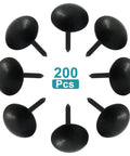 Top Shelf Black Upholstery Tacks Featuring A Vintage Antique Style 200 Count Pack of smooth metal thumb nails laid out in a circle.