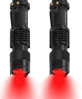 Two Red LED Flashlight With One Mode For Night Observation Astronomy And Aviation Two Pack Red Light Torch Powered By AA Battery