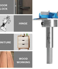 Heavy Duty Tungsten Carbide Forstner Bit crushes through hardwood; features adjustable depth stop and secure hex shank for precise drilling.