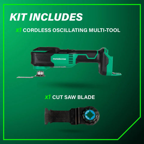 Cordless Oscillating Multi Tool For DIY Pros With 6 Speed Settings Low Vibration Design Universal StarLock System Lightweight 2.6 Lb Body Only Cuts Wood Metal Drywall PVC In Tight Spaces shown with cut saw blade